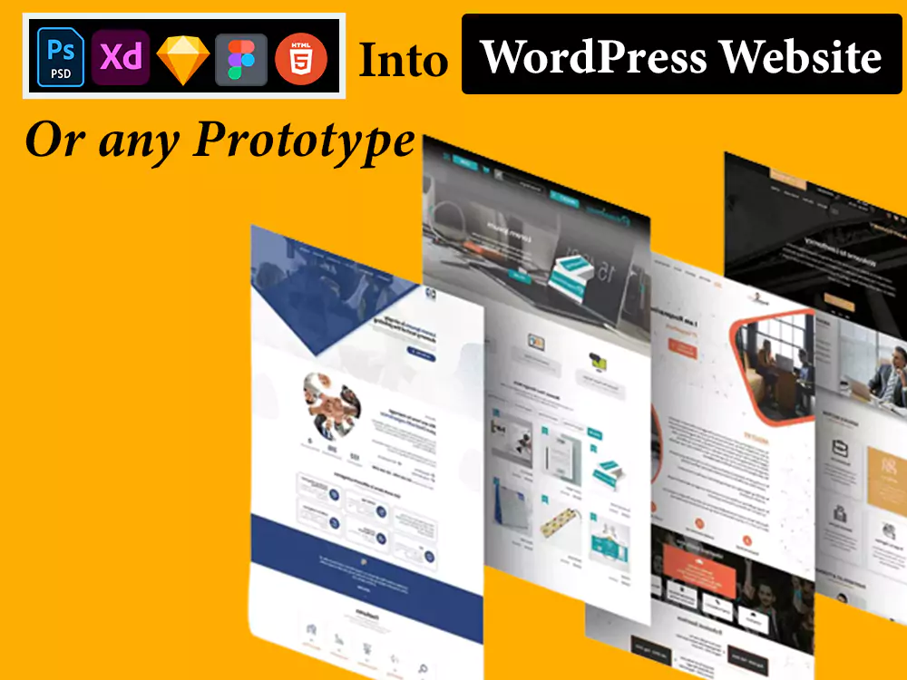 convert PSD, XD, Sketch, Figma or any Prototype to WordPress Website