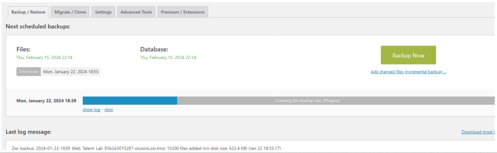 Fail to make a Backup file